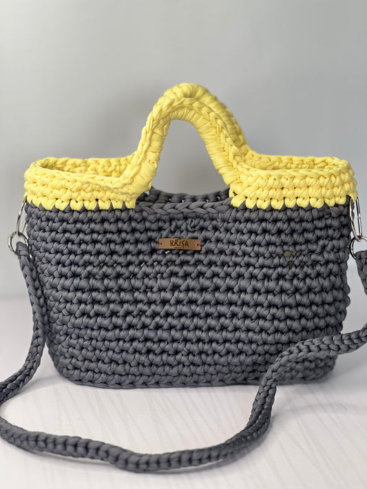 Bag Areia – Grafite com Detalhe Amarelo