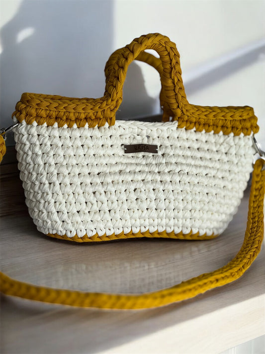 Bag Areia – Off-white com Mostarda