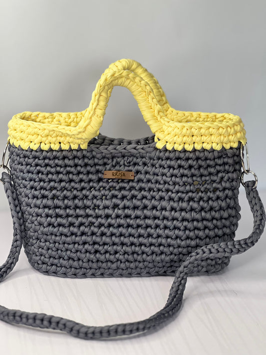 Bag Areia – Grafite com Detalhe Amarelo