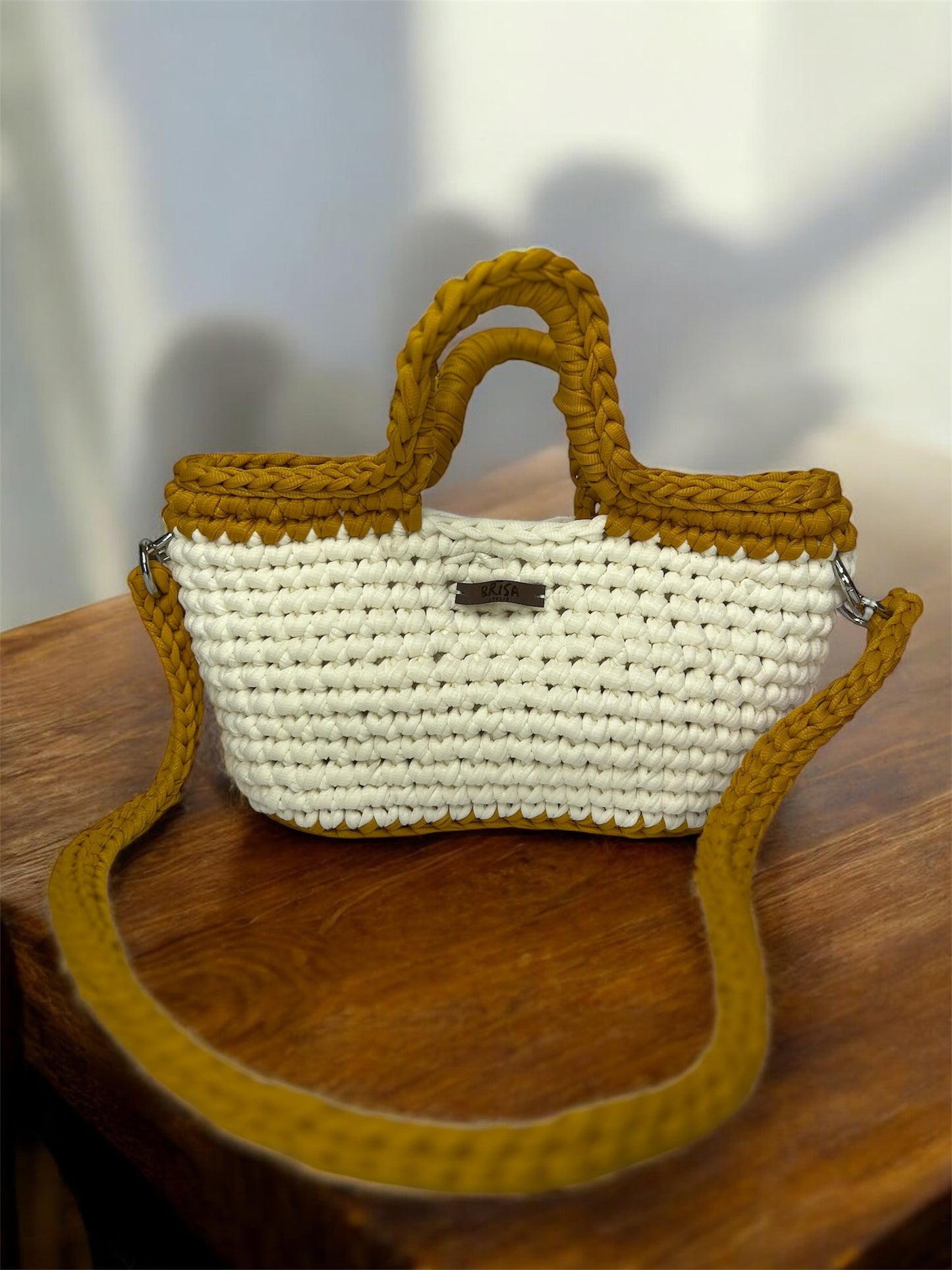 Bag Areia – Off-white com Mostarda