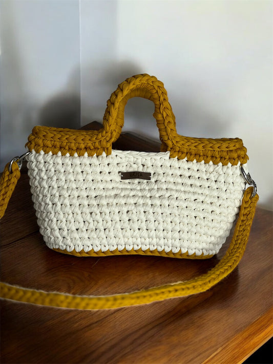 Bag Areia – Off-white com Mostarda